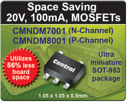 N-, p-channel MOSFETs come in SOT-953 pkg