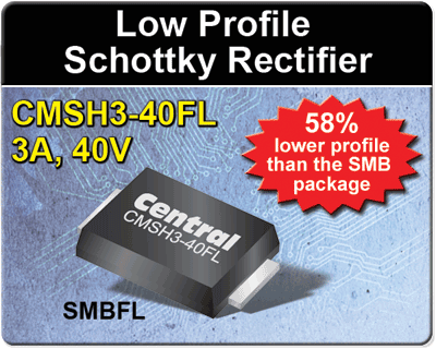 Schottky rectifier 58% smaller than SMB pkg