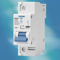 DIN-rail circuit breakers are rated up to 125 A