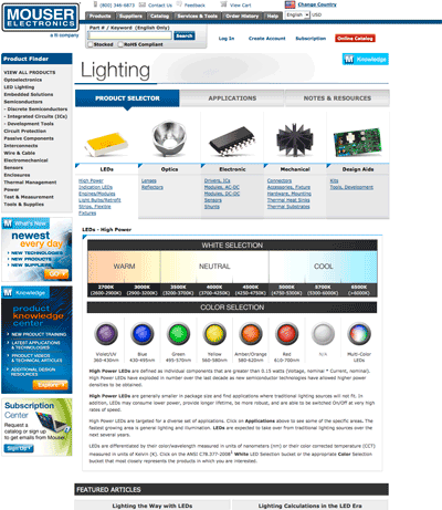 Mouser Shines Spotlight on SSL Lighting with Advanced PKC Training Site for Design Engineers