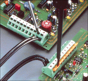 Terminal block comes in choice of spacings