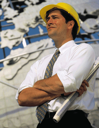 Engineer with a yellow hard hat.