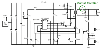 Improving adapter efficiency using LVFR output rectifiers