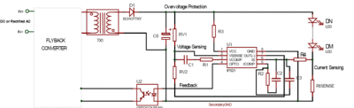 Power supply feedback, protection on one chip