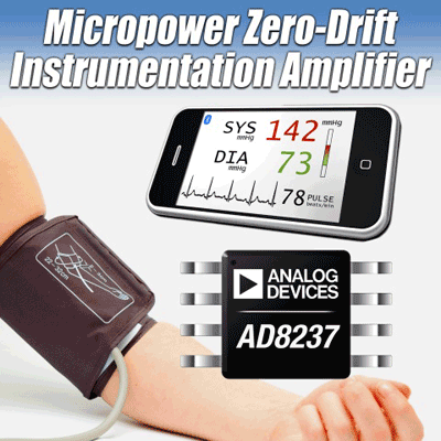 Instrumentation amp combines power efficiency, zero-drift accuracy, and value