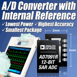 ADC with internal reference delivers lowest power in smallest package