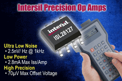 High-voltage precision op amp operates at 20% lower noise