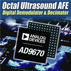 8-ch ultrasound receiver integrates digital demodulator and decimation filter