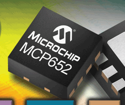 Op amps feature on-chip calibration circuit