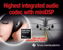 Stereo audio codec with miniDSP is claimed most integrated