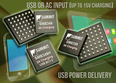 4-A charger ICs fast charge smartphones