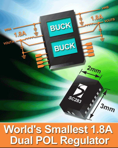 Smallest 1.8-A dual-channel regulator suits PoL apps