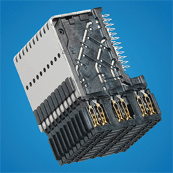 Backplane connector upgrades standard VHDM-HSD part