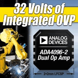 Op amp offers more than ±30-V input OVP