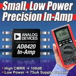 Instrumentation amp has wide supply range