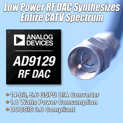 DOCSIS 3.0-compliant RF DAC runs at 1/3 the power