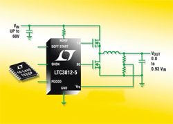 Controller steps down voltages from 60 V