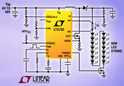 LED controller drives up 14 1-A WLEDs