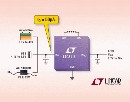 Buck-boost converter offers 2.7 to 40-V range