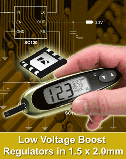 Boost converter steps up inputs from 0.7 V