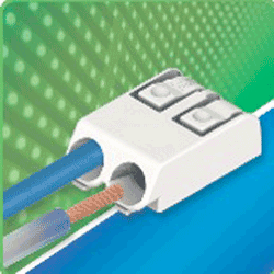 Terminal block features pushbutton operation