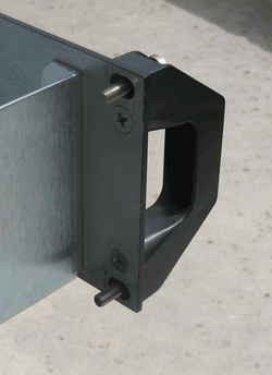 Add-ons ease securing, moving rack equipment