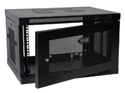 Rack enclosure saves space on floor or wall