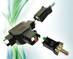 Two-way connector splits power signal