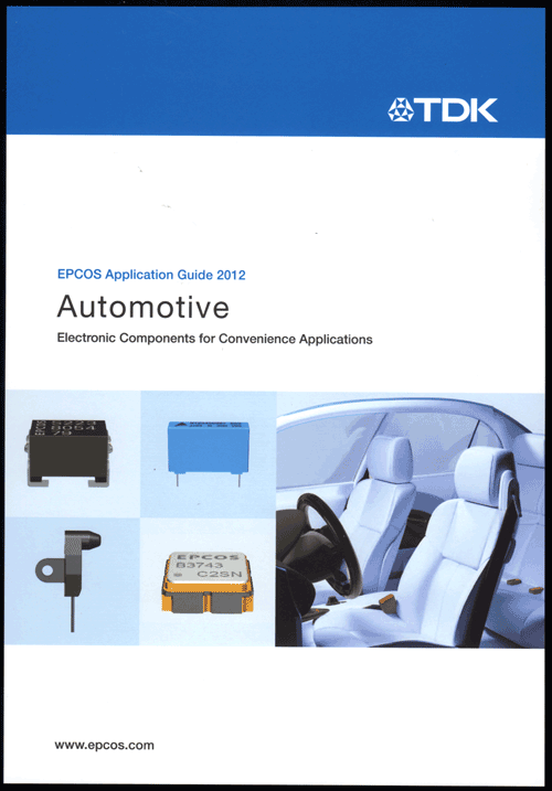 TDK application guide features EPCOS electronic components for automotive convenience applications