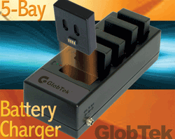 5-bay battery charger suits mobile equipment