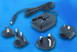 Adapter provides interchangeable plugs