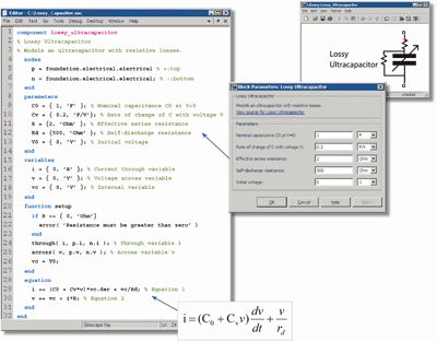 Simscape adds component-modeling language