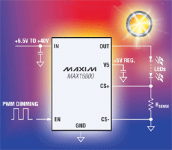 High-Voltage, 350mA, Adjustable Linear High-Brightness LED (HB LED) Driver