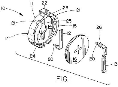 Patent drawing of cell battery holder