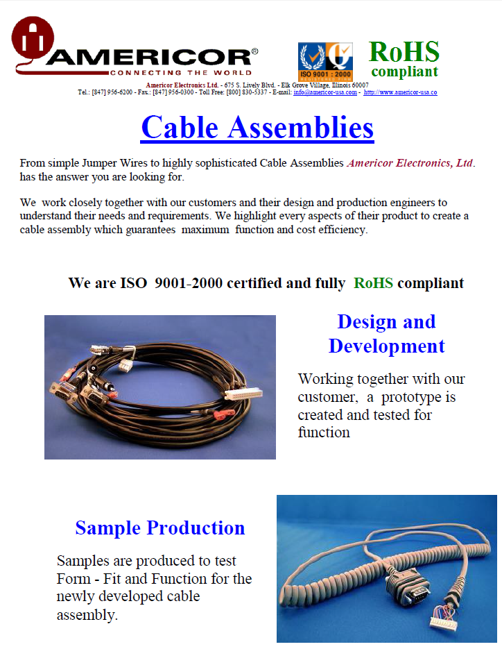 Americor Electronics - Cable Assembly & Wire Harnesses