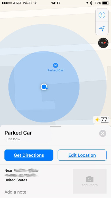 Apple-Maps-parked-car