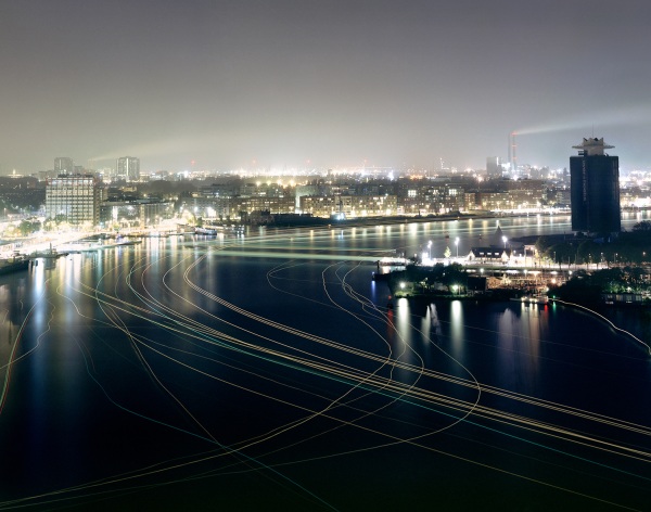 Amsterdam lit up at night