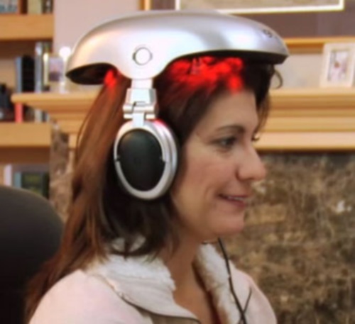 Woman using iGrow helmet