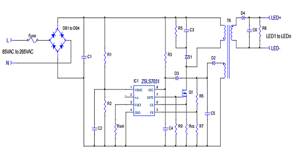 ZMDI - flyback LED driver diagram