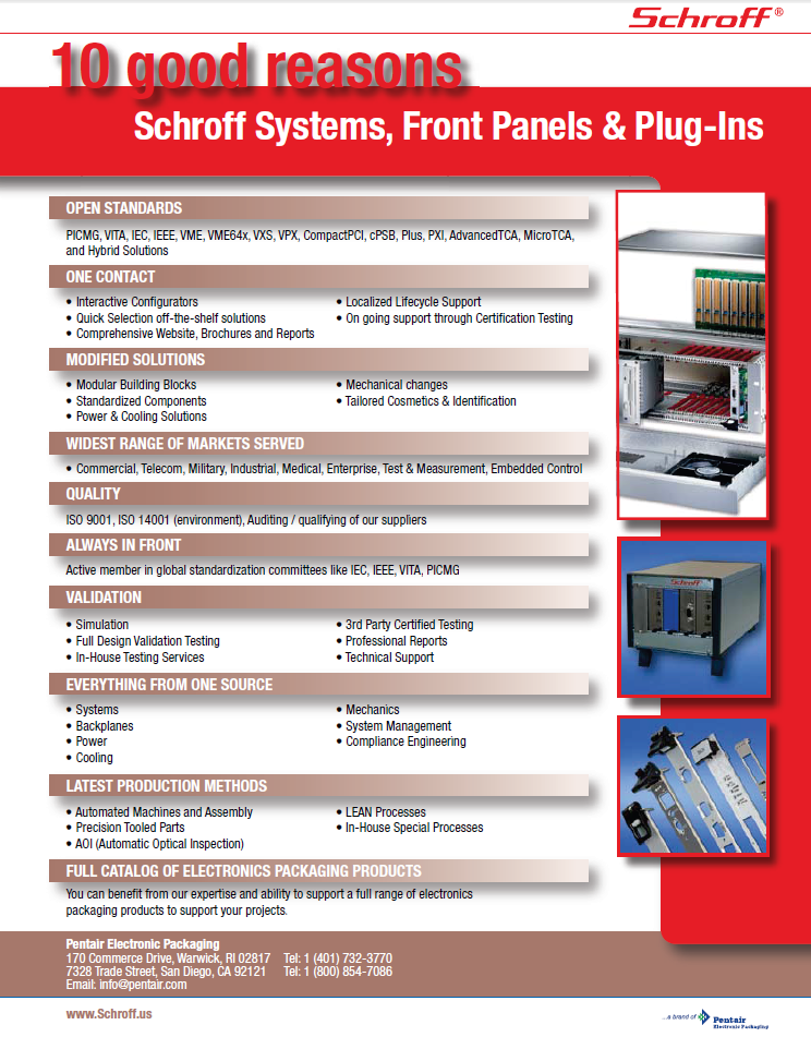 Pentair - Schroff Systems, Front Panels & Plug-Ins