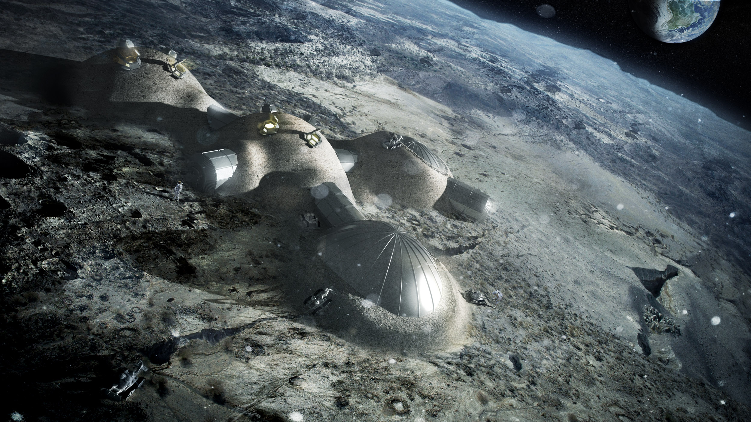 Robots using 3D printers to build lunar base