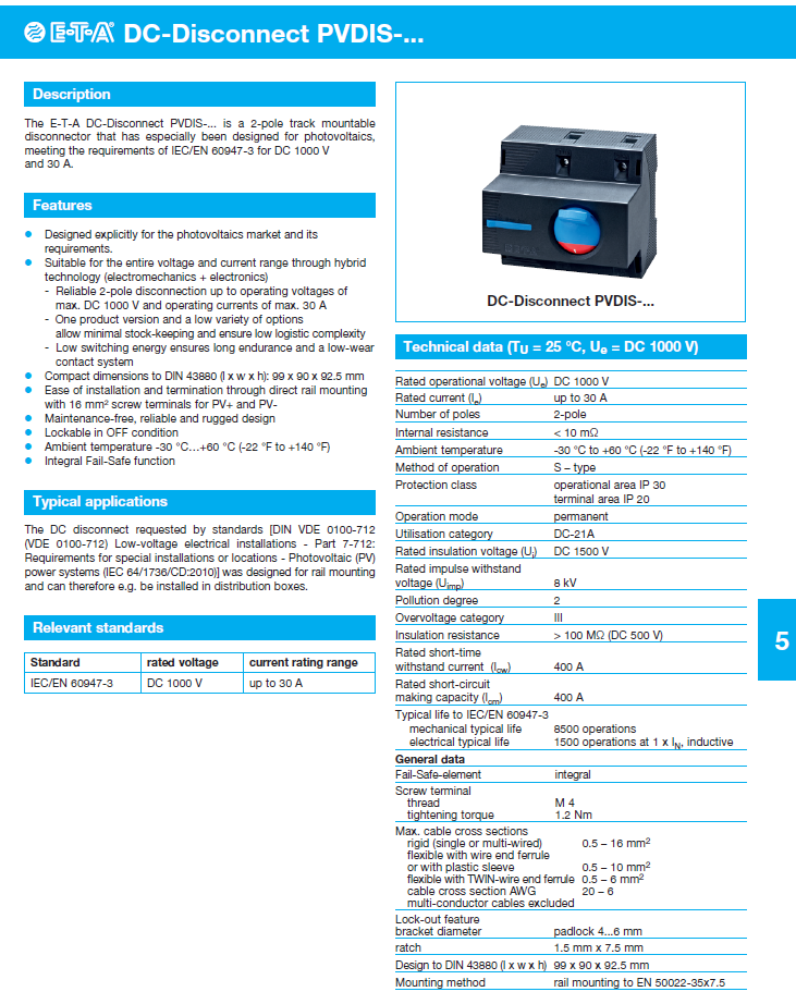 ETA - D-PVDIS_ENG Data Sheet