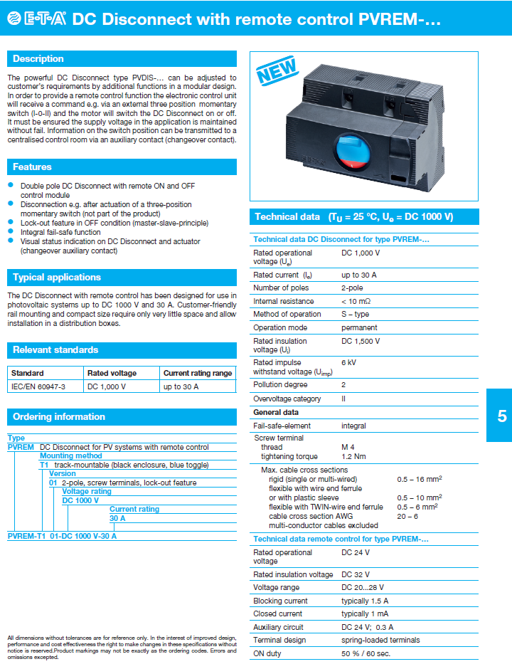 ETA - DPVREM_ENG Data Sheet