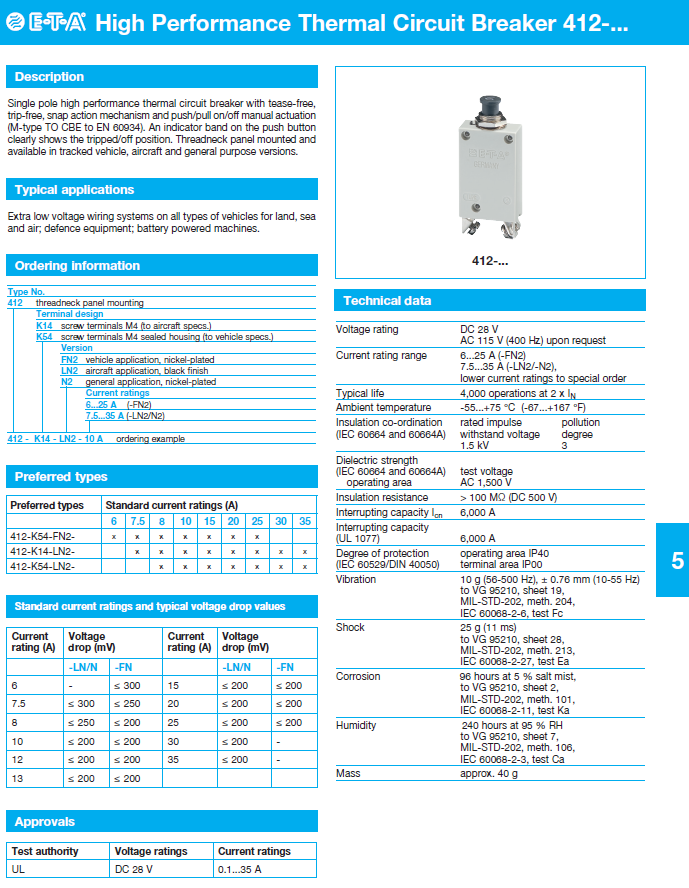 ETA - D412_ENG Data Sheet