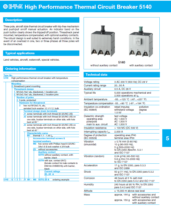 ETA - D5140_ENG Data Sheet