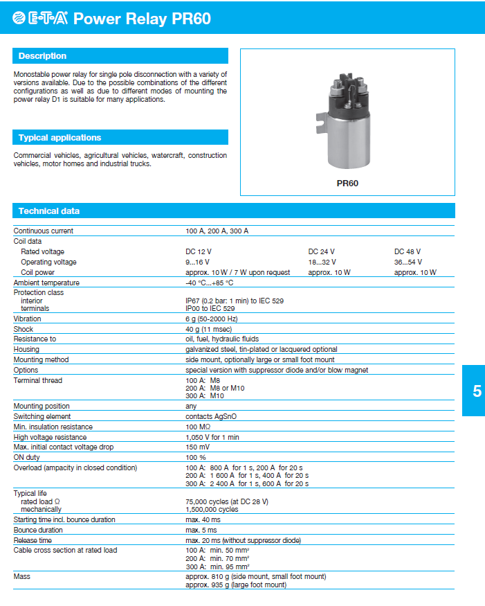 ETA - DPR60_ENG Data Sheet