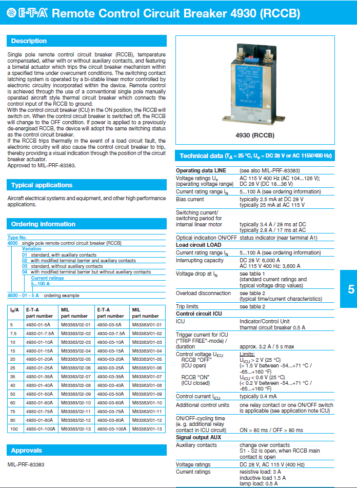 ETA - D4930_ENG Data Sheet