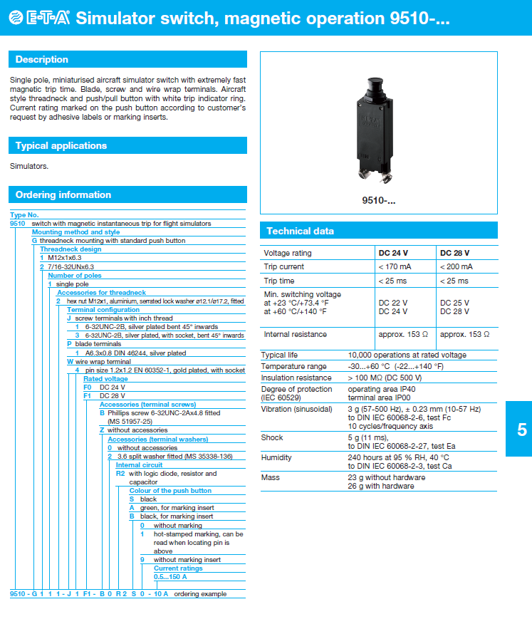 ETA - D9510_ENG Data Sheet