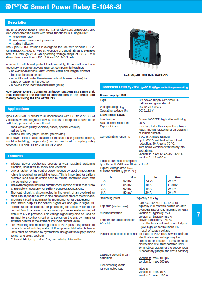 ETA - DE1048-8Inline_ENG Data Sheet