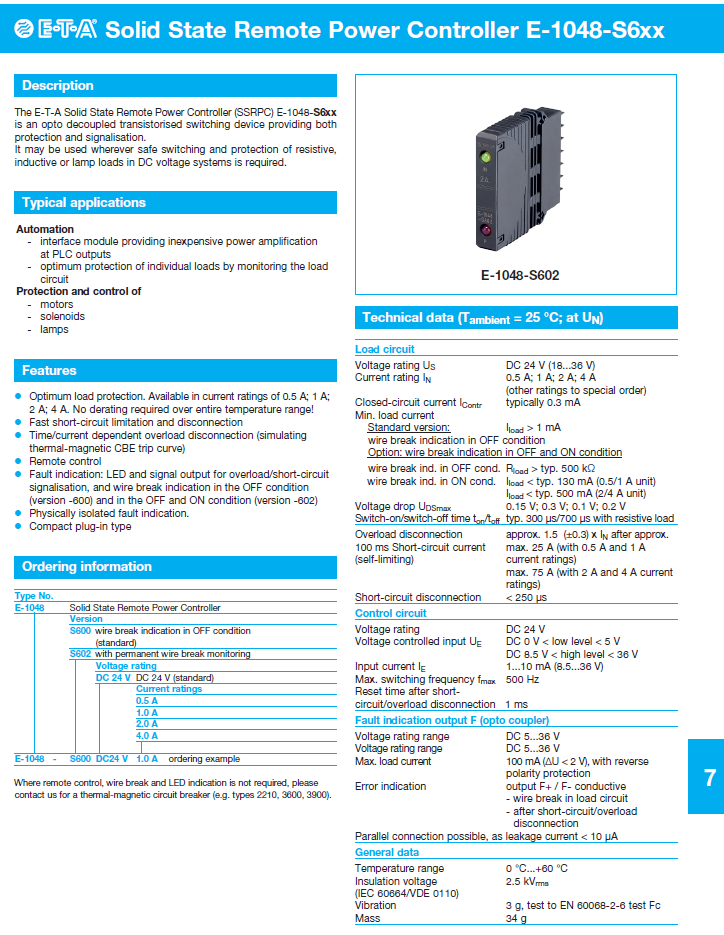 ETA - DE1048S6xx-ENG Data Sheet